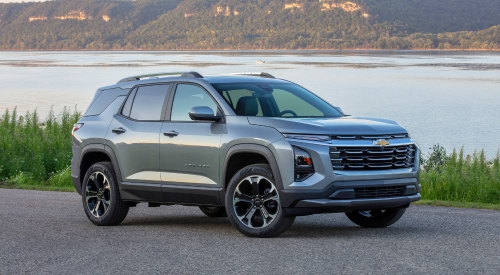 Grey 2026 Chevy Equinox LT parked near a lake